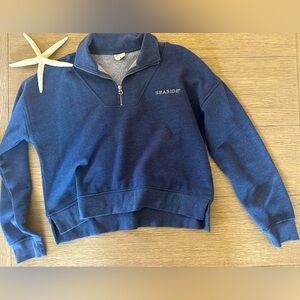 Women’s cropped quarter zip navy with SEASIDE emb logo size M (chick-d) brand